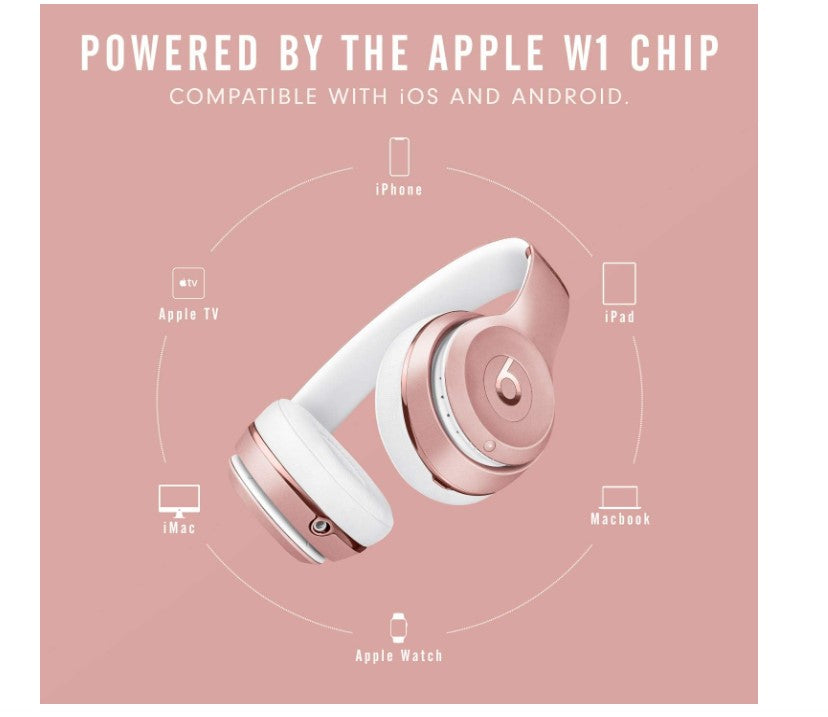 Beats Solo 3 Wireless Noise Cancelling On Ear Headphones (Pink / Black)